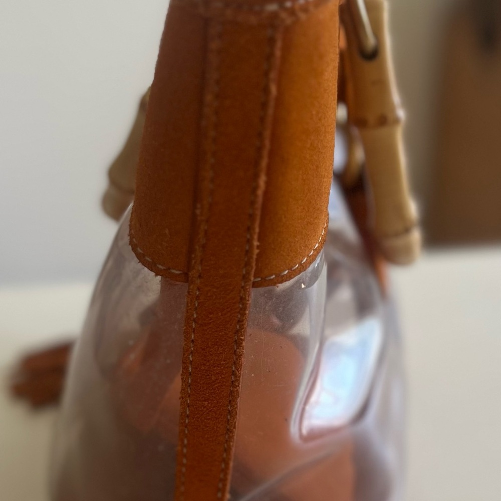 Miu Miu Clear PVC Tote with Orange Suede Trim and Bamboo Handles - Picture 7 of 14